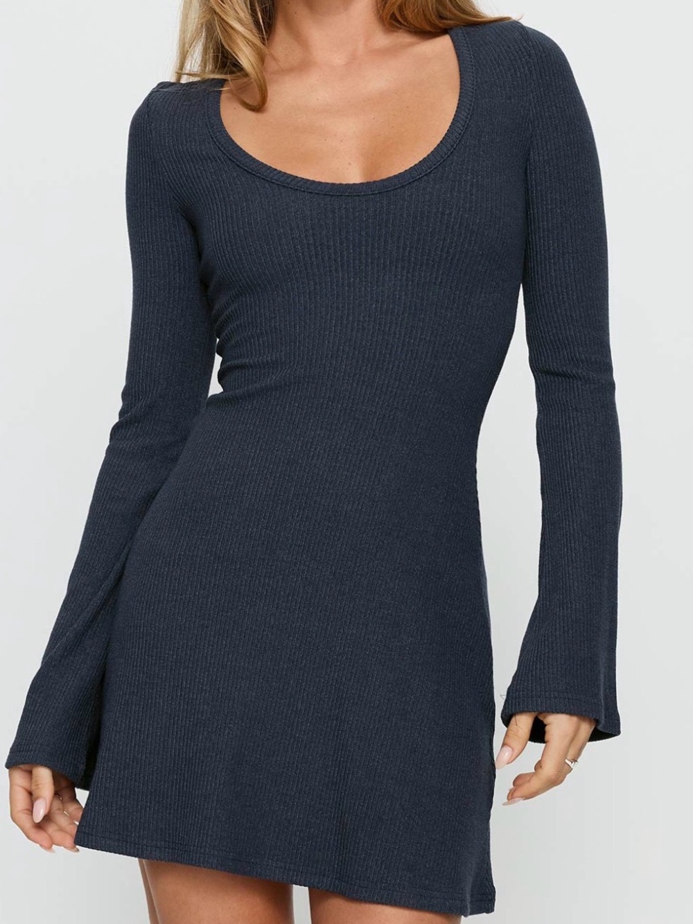 Princess Polly Navy Ribbed Scoop Neck Mini Dress